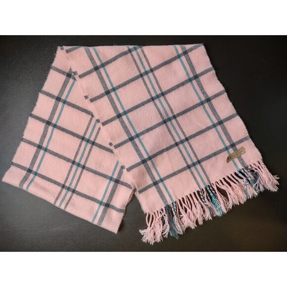 100% Cashmere Scarf Pink Plaid Tartan Made In England Classiccore 64 x 11.5 In - Picture 2 of 8